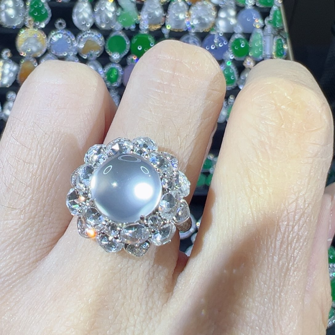 石英质玉银S925镶嵌戒指