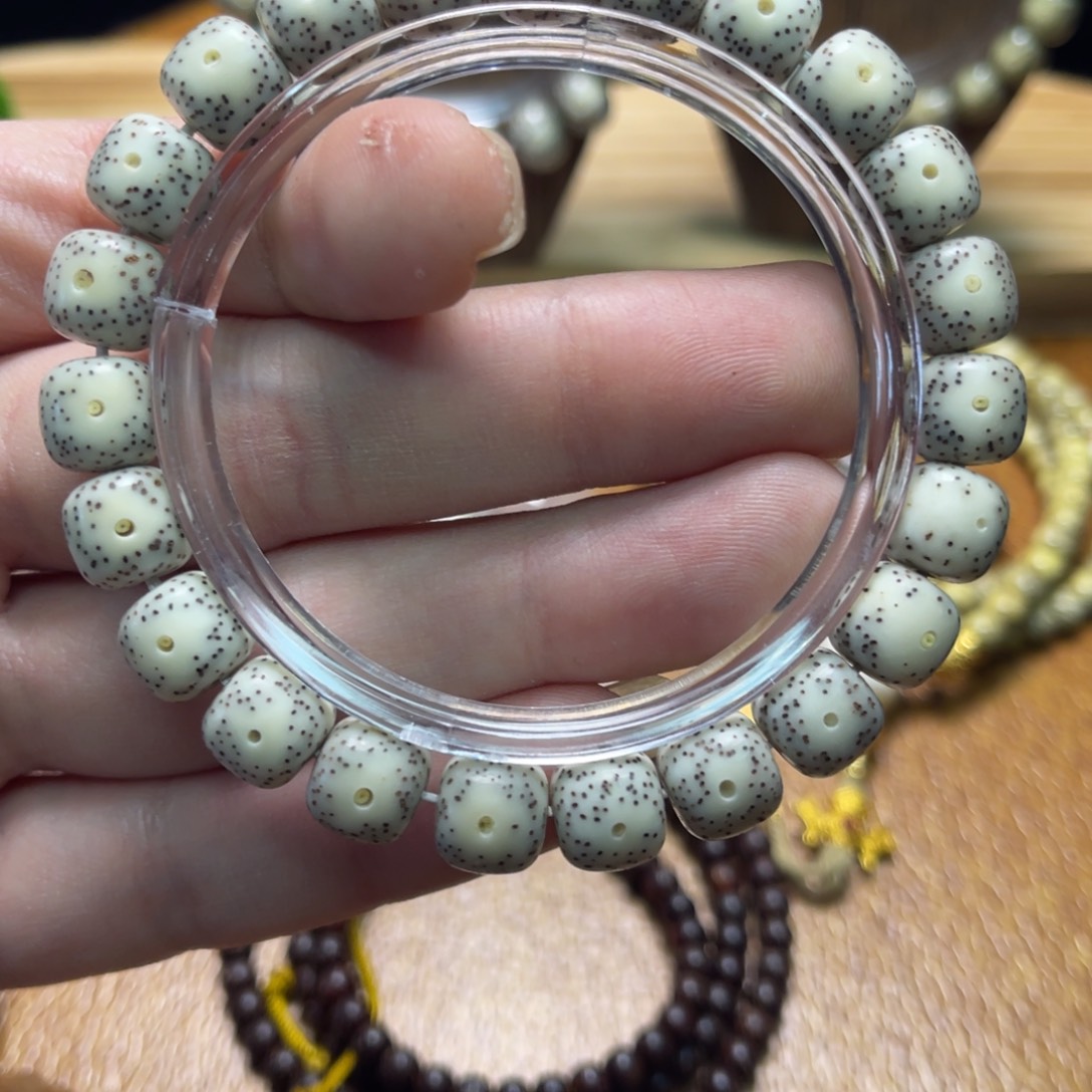 星月菩提手串灰糯冰大留白