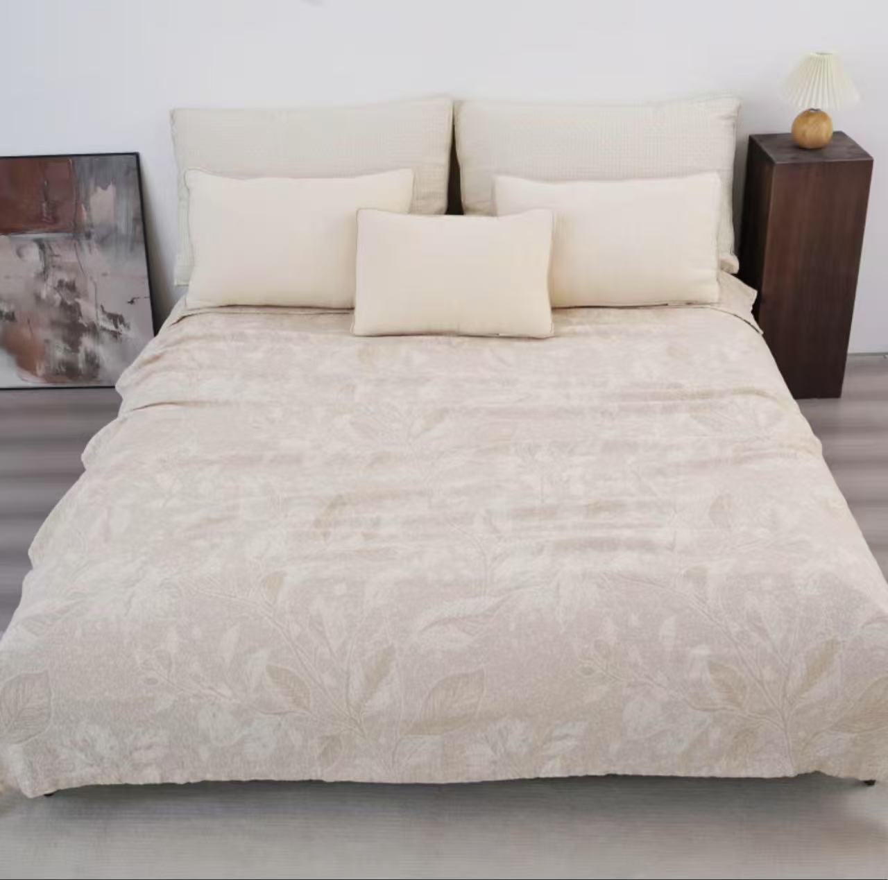 【春涧时鸣-米】高奢亲肤舒适柔软罗布麻盖毯双面可用