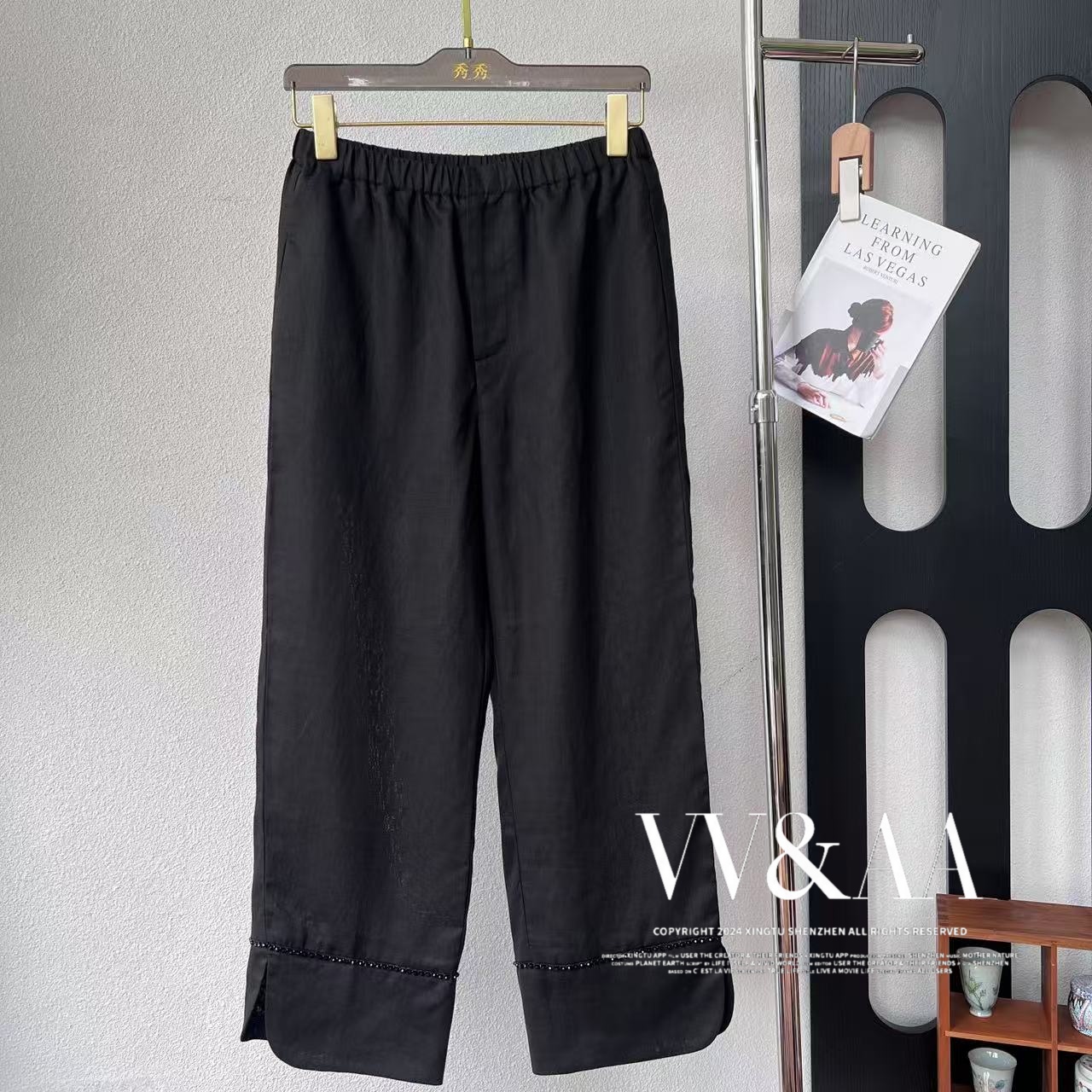 VV&AA 重工钉珠显瘦时尚休闲裤（橡筋腰） D6970