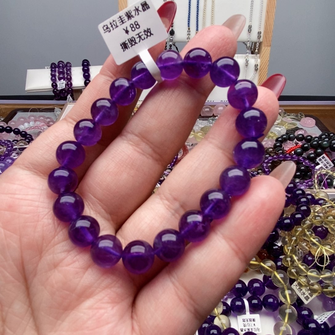 水晶手串未镶嵌天然紫水晶单圈