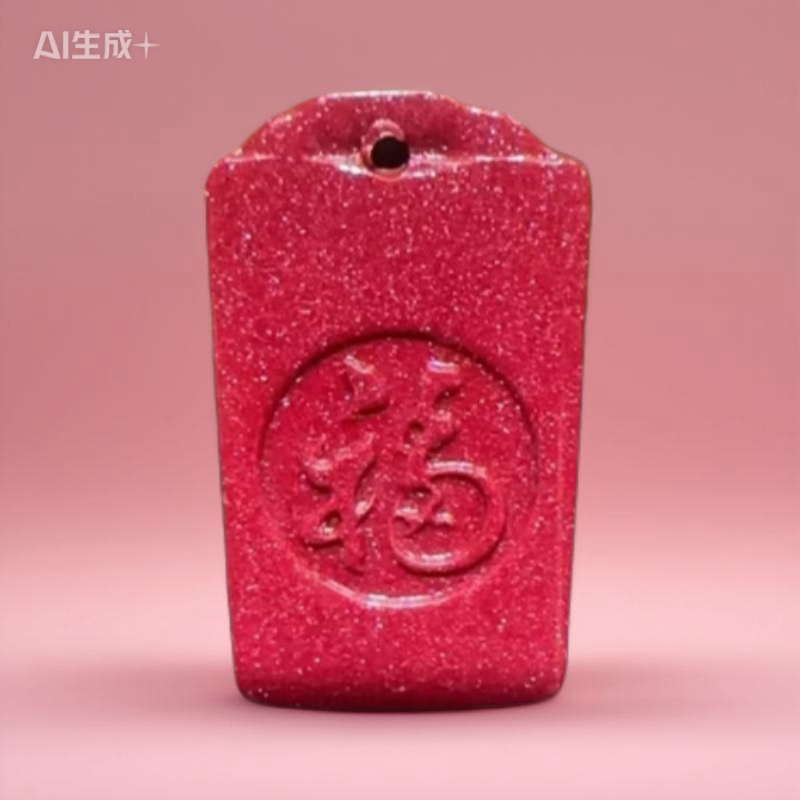 含辰砂工艺品含辰砂天然紫晶砂砂福字无事牌佩天然正品朱砂真品