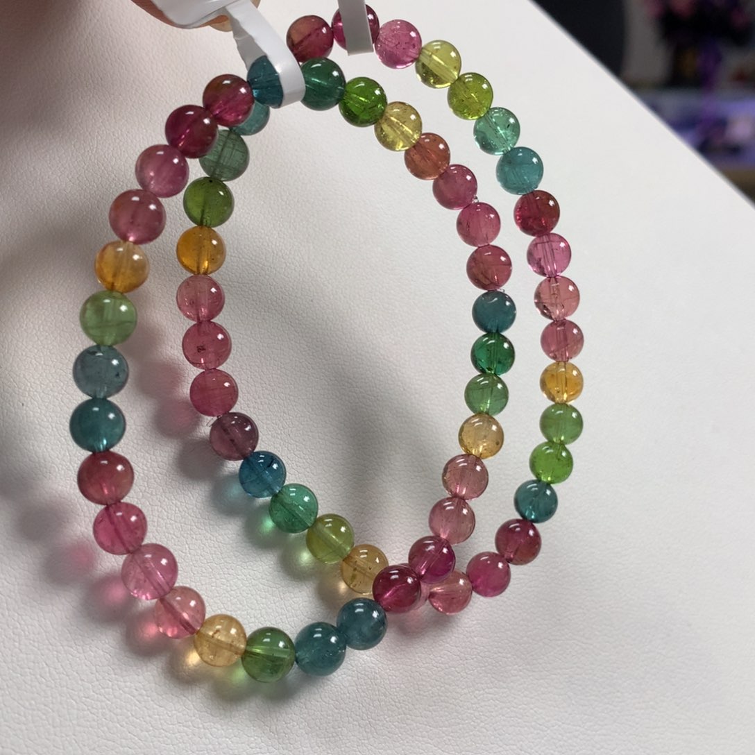 碧玺手链未镶嵌多样性发其一条5.7毫米左右