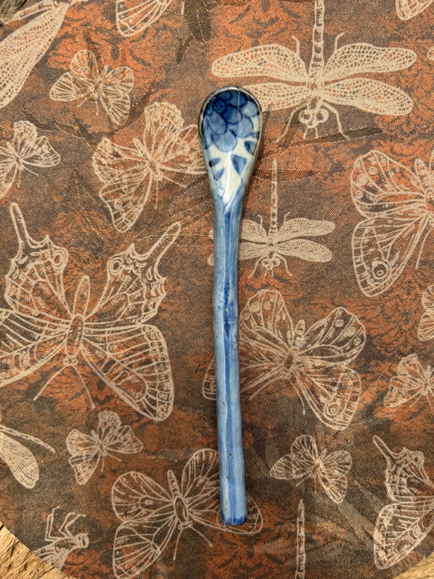 【近山古美】高温手绘釉下青花团花咖啡搅拌棒一个