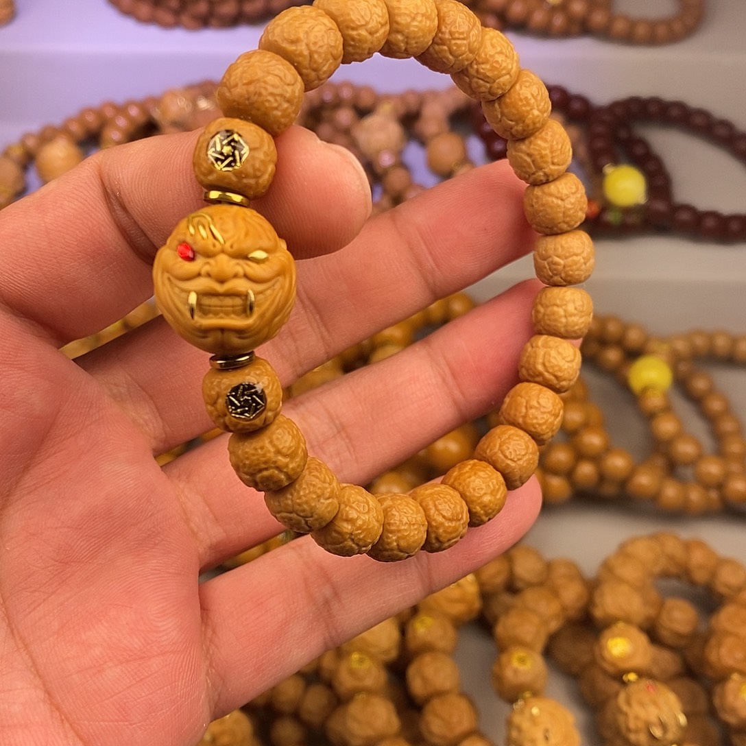 猴头核桃手串全品饕餮荔枝纹 红眼恶僧