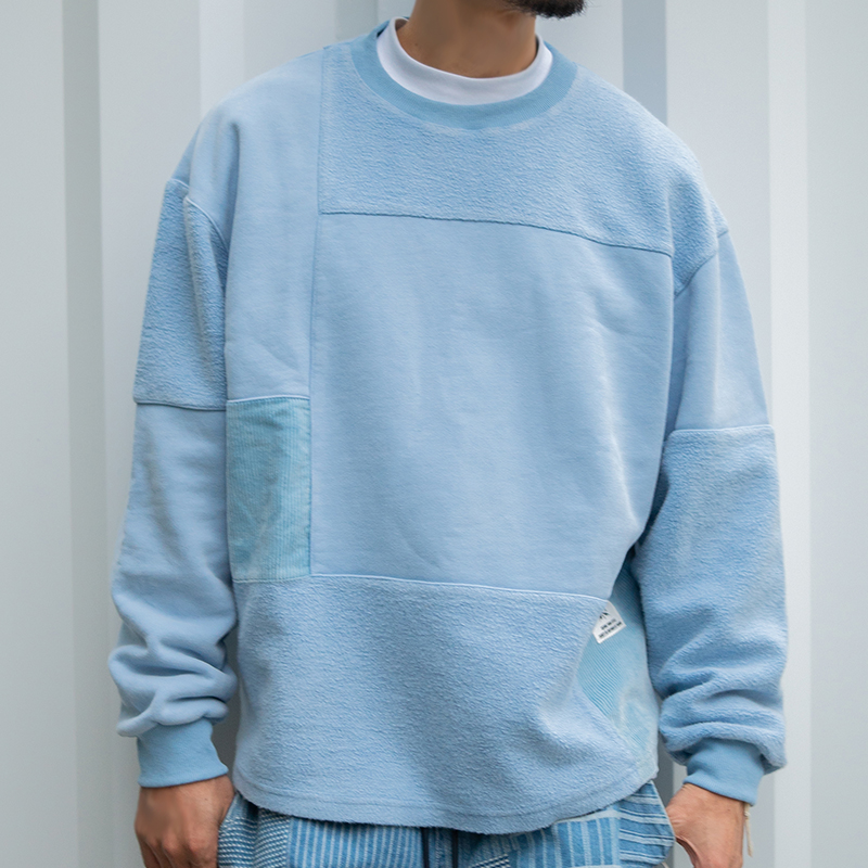 Daggershot拼接套头全棉毛圈圆领秋冬男士美式卫衣T恤长袖122601