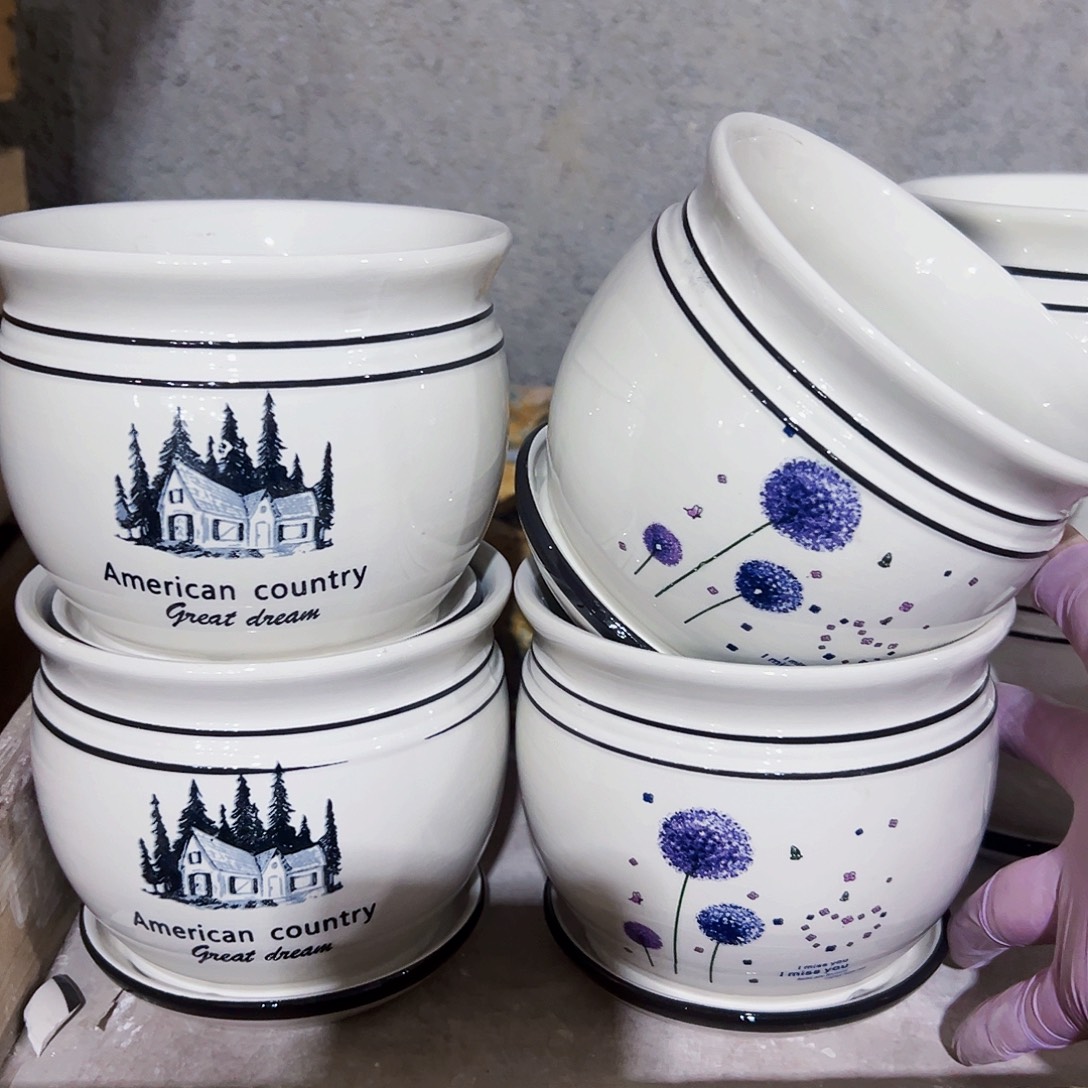 有孔外贸尾单陶瓷花盆凑单10米包邮