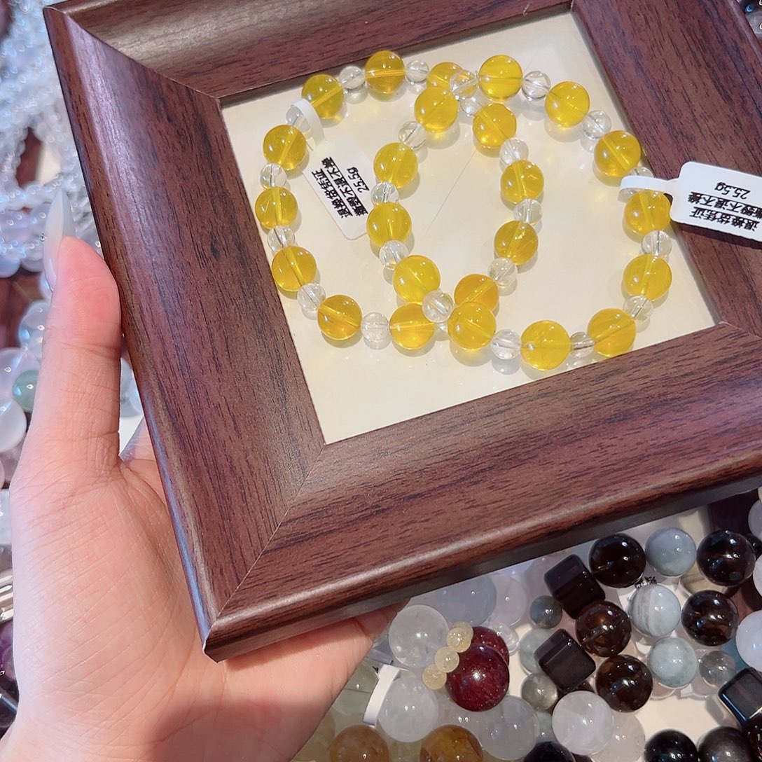 水晶手链未镶嵌黄萤石泡泡10-6m