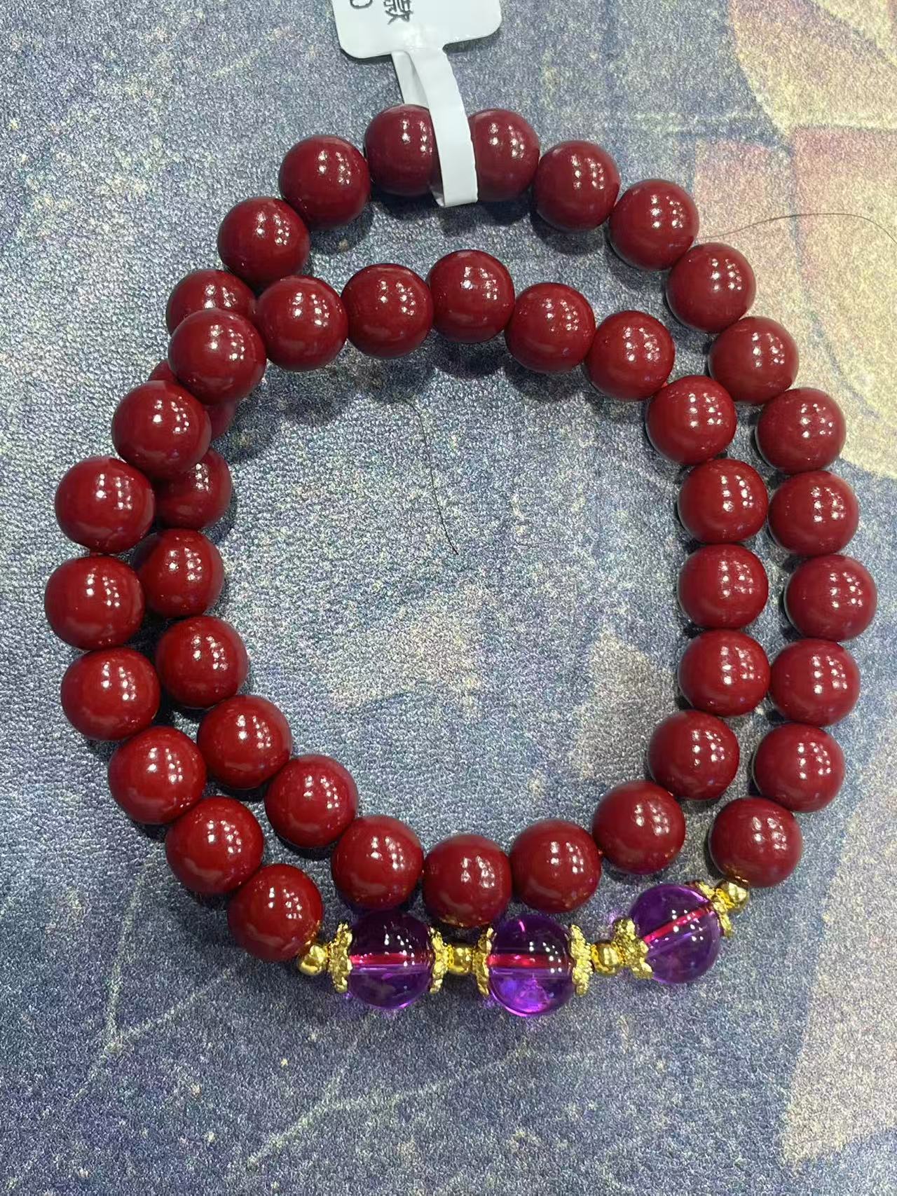 含辰砂工艺品S1326朱砂双圈手串