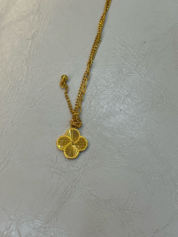 链子足银 足银套链 四叶草套链