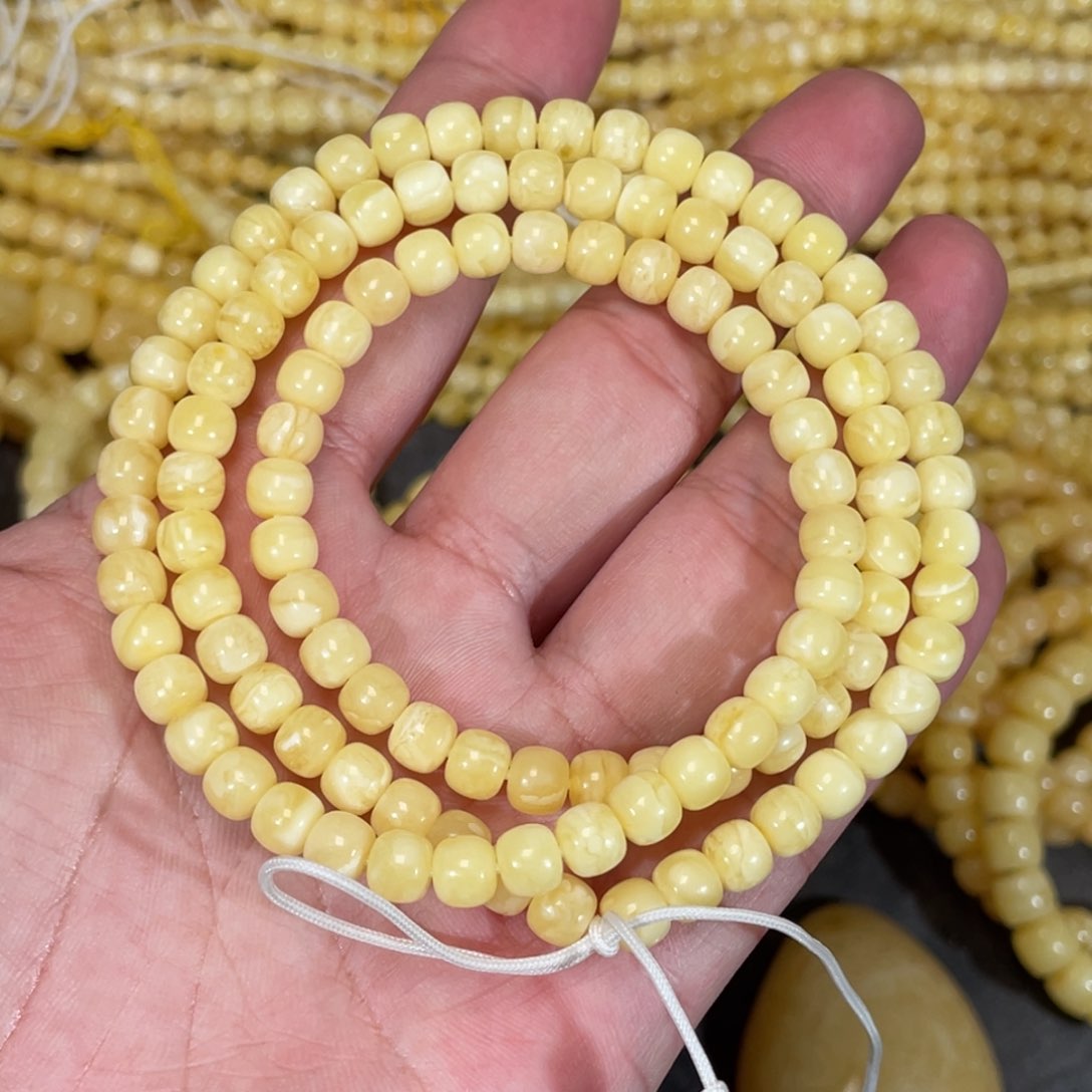 蜜蜡裸石未镶嵌蜜蜡佛珠6.5mm