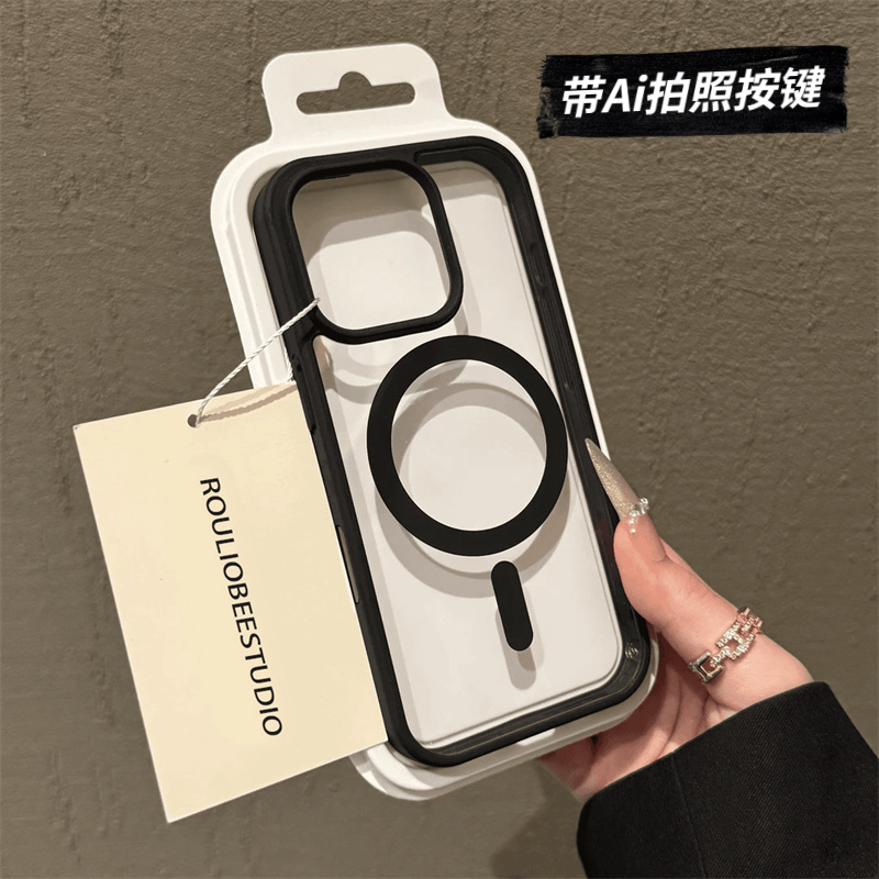 拍照按键全包适用苹果16promax手机壳透明磁吸iphone15新款14防摔