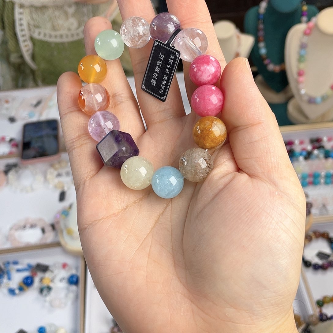 水晶手链银S925镀金镶嵌