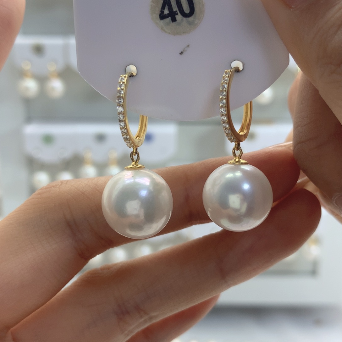 淡水珍珠耳饰银S925镶嵌