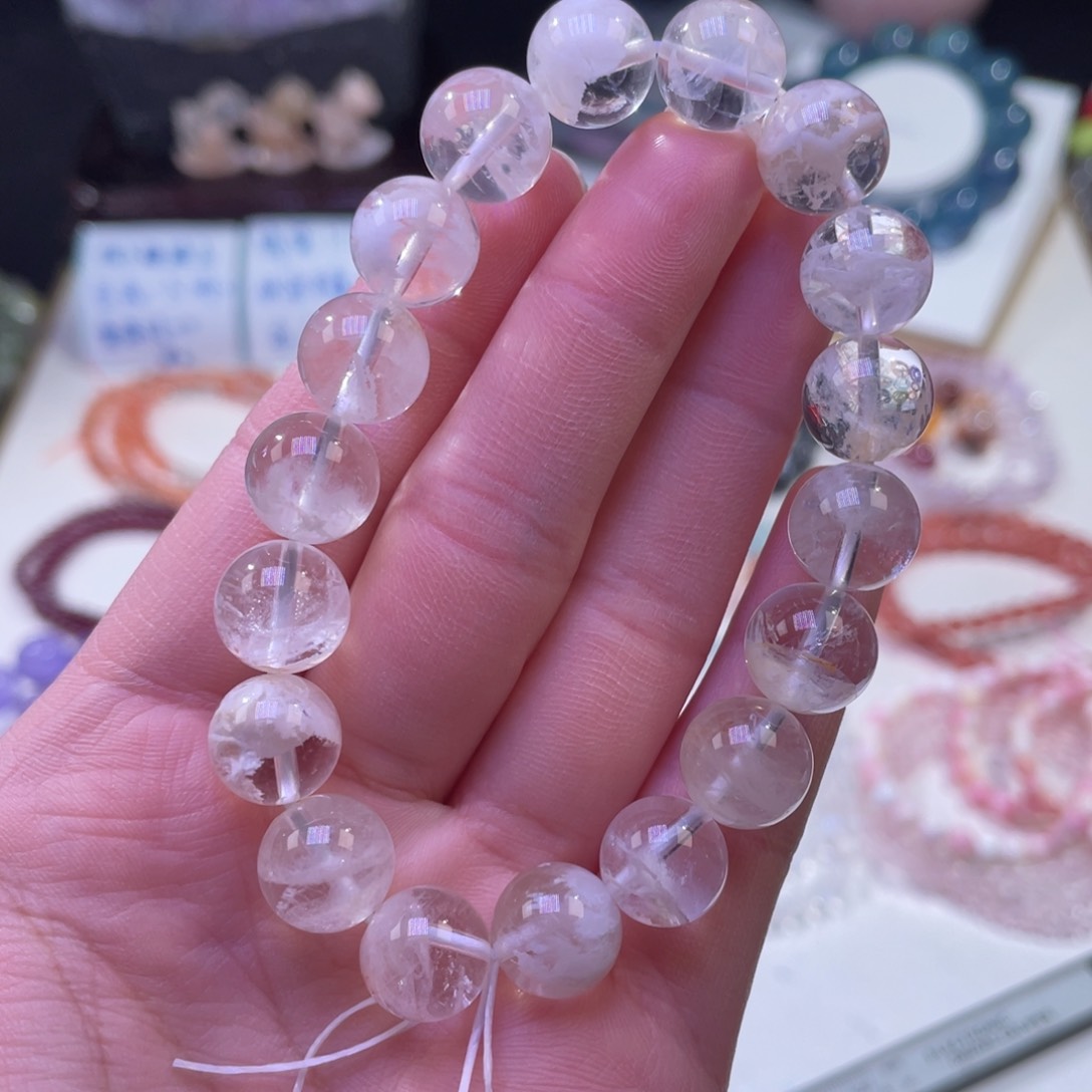 未镶嵌手链水晶高冰透体雪花幽灵11mm