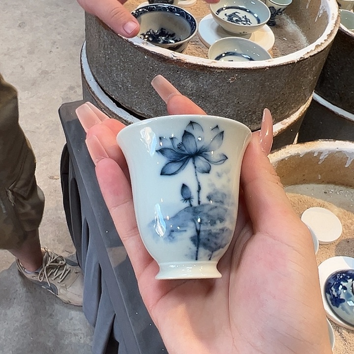 斌钟家窑柴窑墨荷闻香杯