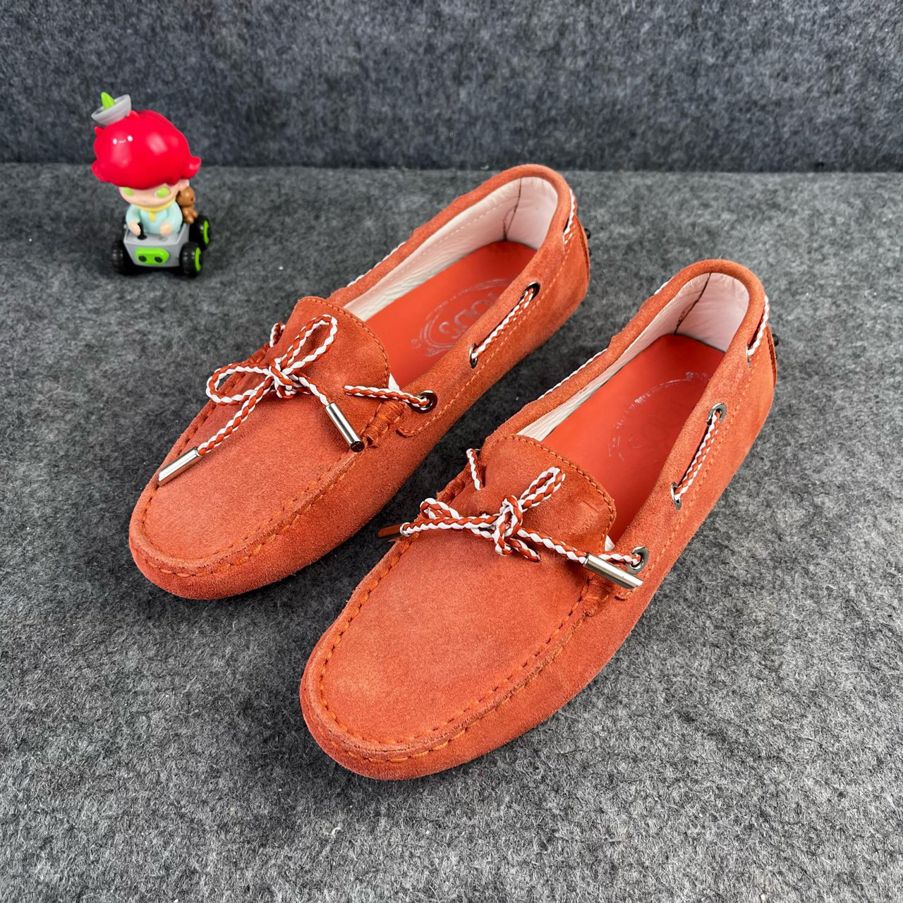 95新 TOD’S/托德斯 橘色系带低跟鞋 35码 YLP1699