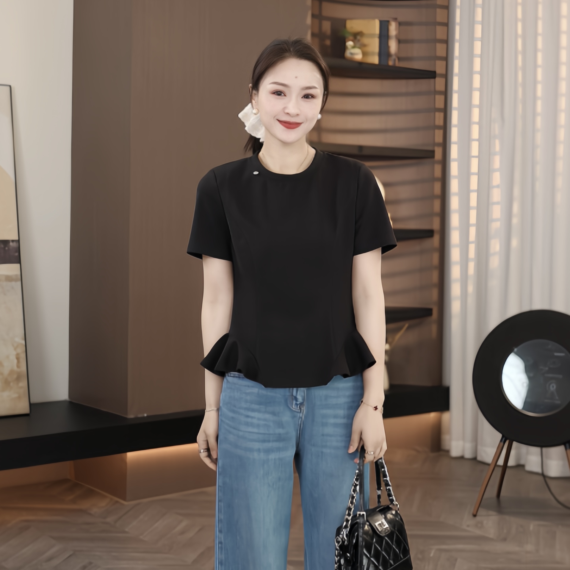 DHR COLLECTTIONS豆豆【人鱼尾】春季时尚百搭短袖T上衣女-D88717