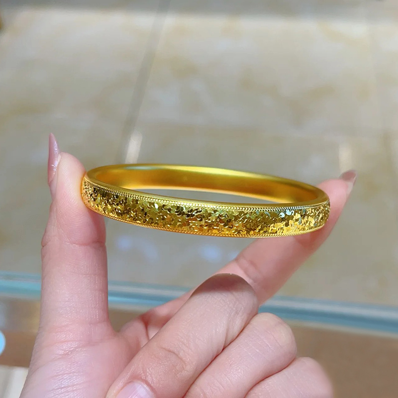 铜合金手镯 碎冰冰泥鳅背素圈手镯女实心镯子高品质手环高级手饰