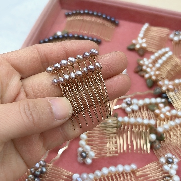 淡水珍珠发饰银S925镶嵌