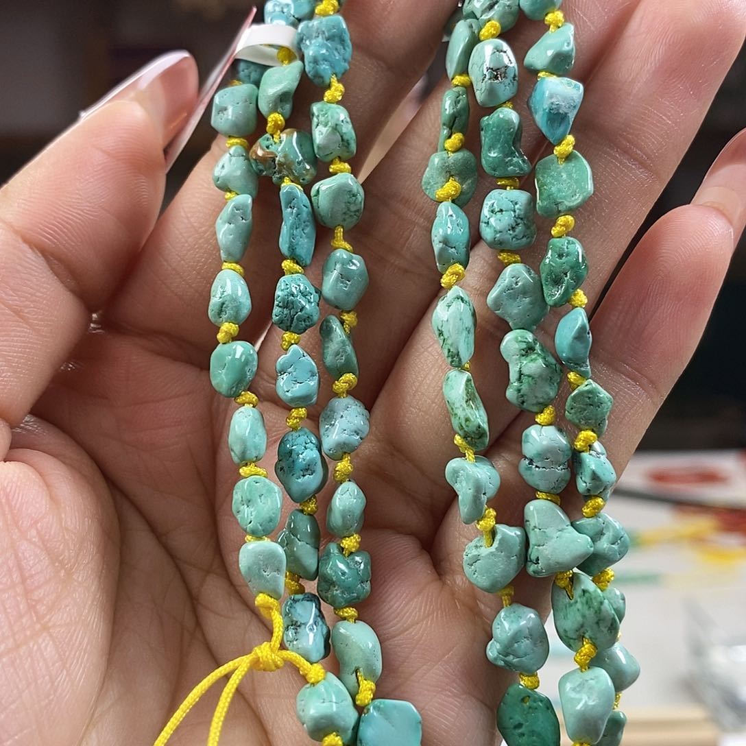 绿松石A18菜籽岁的108卡5+未镶嵌
