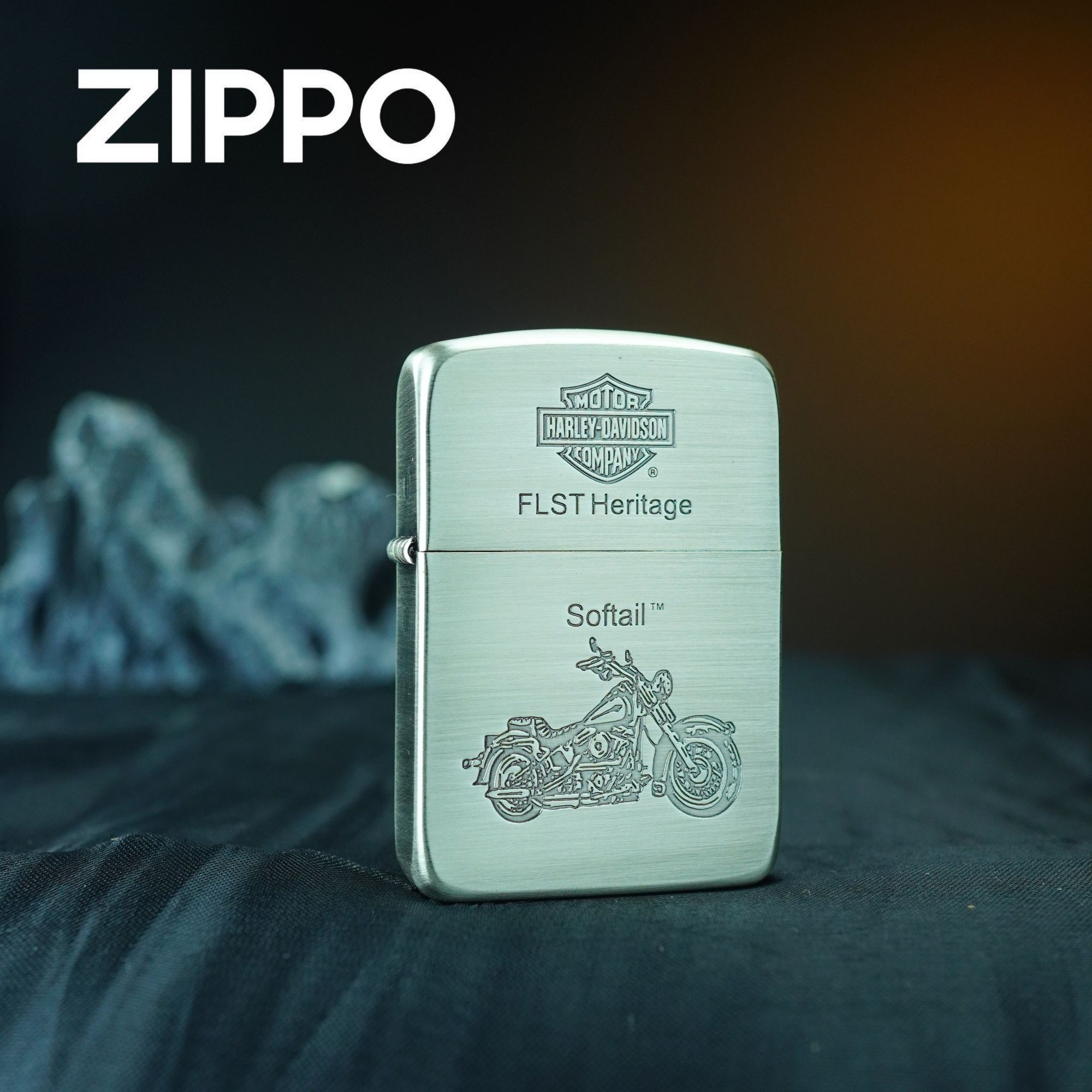 ZIPPO 打火机正品 1941熏银拉丝哈雷摩托DY9913FK 0291