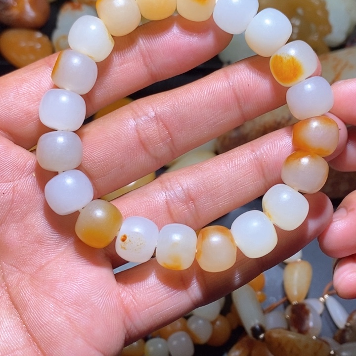 和田玉手串20粒未镶嵌渡*