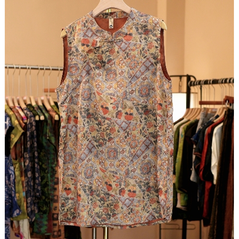 『奥黛-宝相』新中式香云老料减龄复古老钱风气质百搭宽松无袖1801