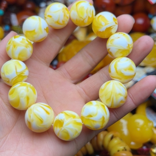 琥珀（花珀）手串未镶嵌蜜蜡