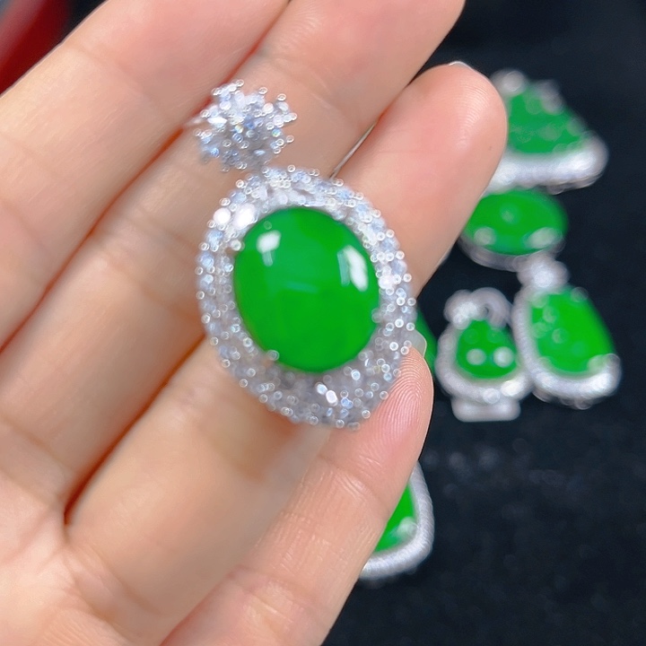 翡翠银S925镶嵌吊坠(不含链)