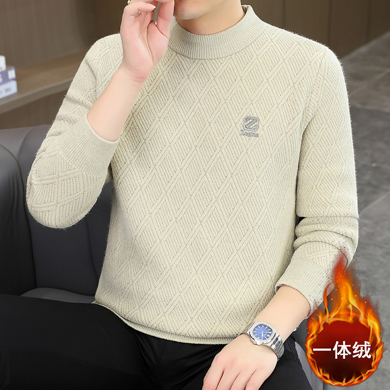 针织圆领冬季针织衫秋冬潮流男士加厚毛衣衫