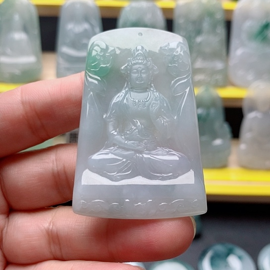 翡翠未镶嵌吊坠(不含链)莲花观音