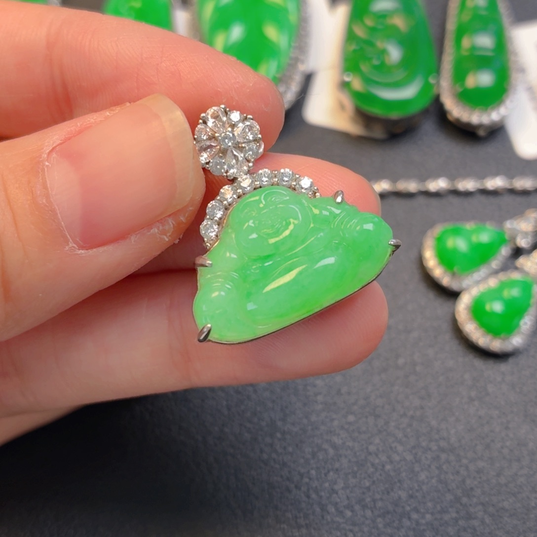 翡翠银S925镶嵌吊坠(不含链)