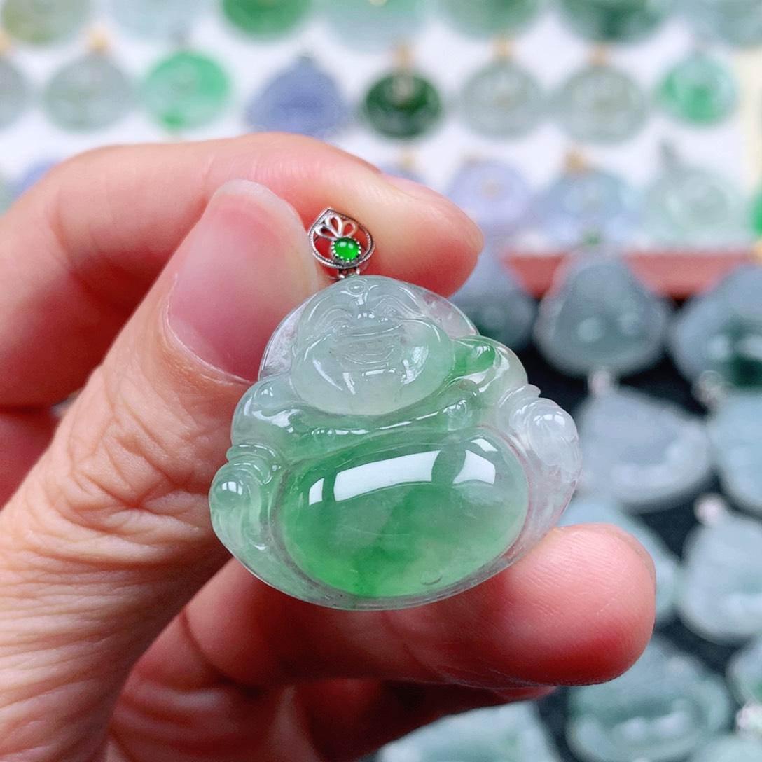 翡翠吊坠(不含链)18K金镶嵌