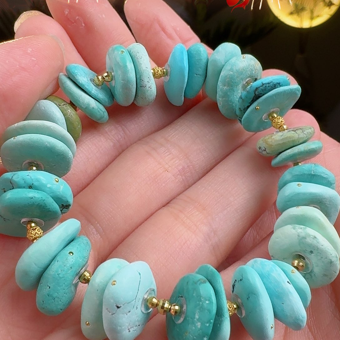 绿松石珠宝奇石18K金镶嵌