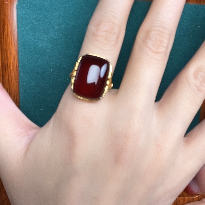 血珀戒指银S925镶嵌戒指