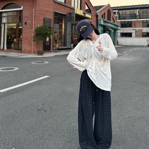 宽松休闲慵懒格子裤