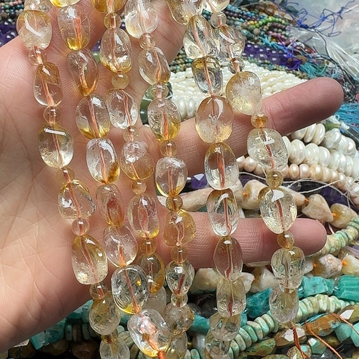 玛瑙/玉髓未镶嵌珠宝半成品一条12mm黄水晶