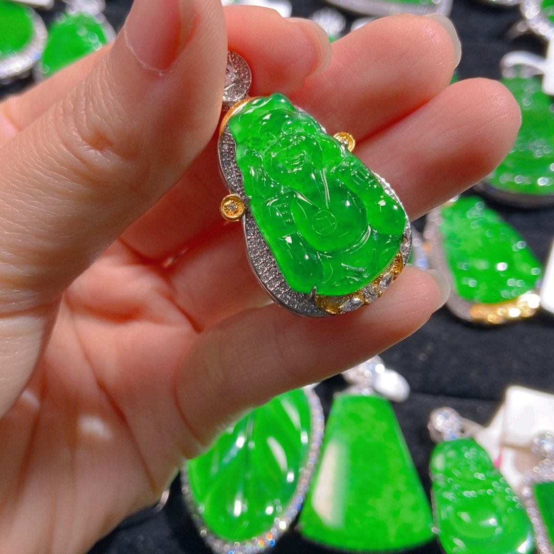 翡翠吊坠(不含链)银S925镶嵌