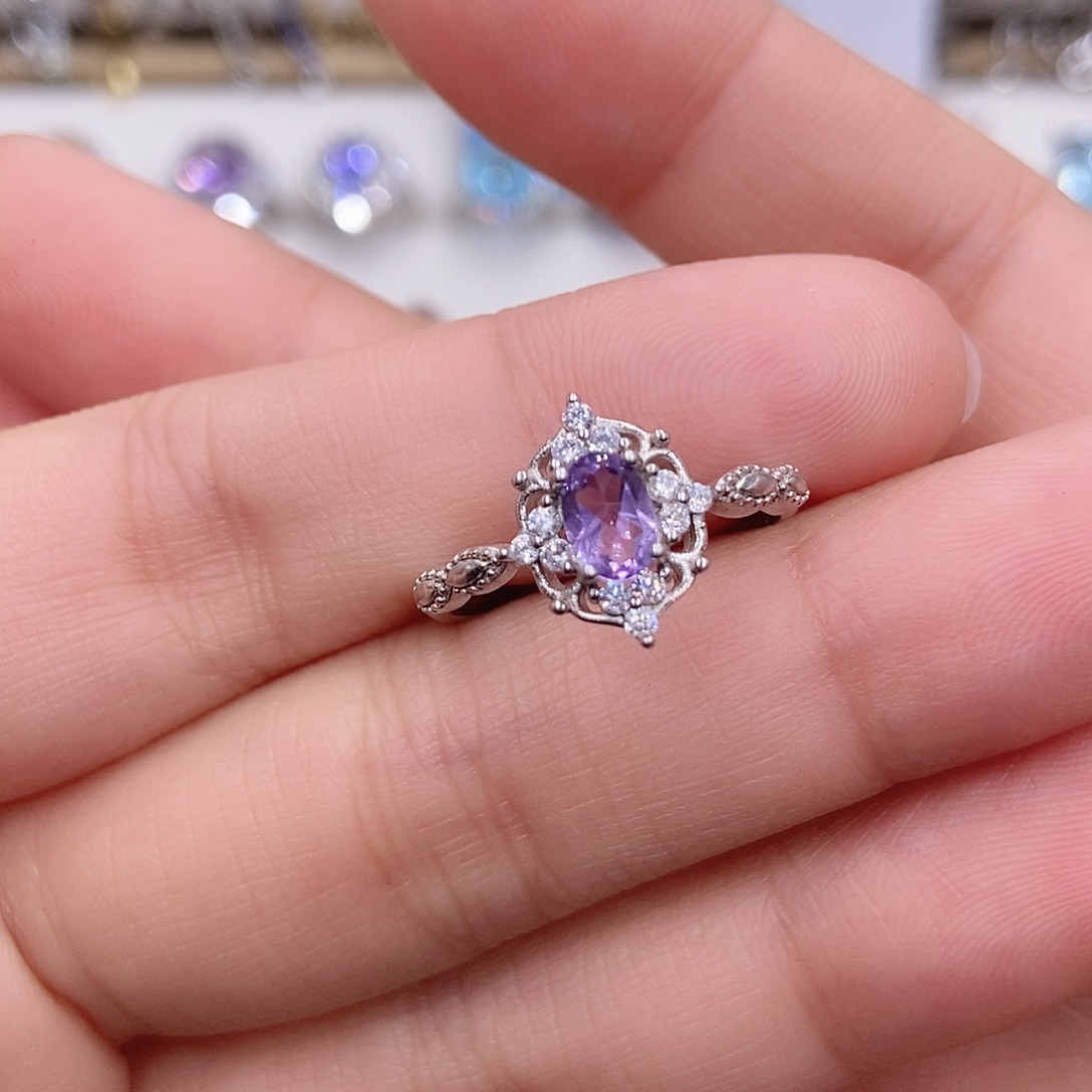 水晶戒指银S925镶嵌