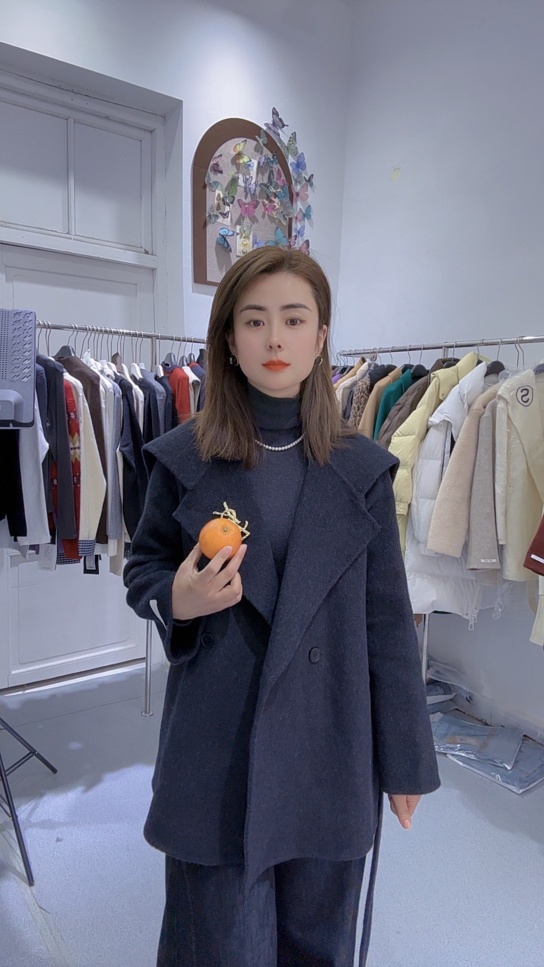 【言诗/韩版宽松】双面羊绒大衣休闲韩版气质百搭外套加厚