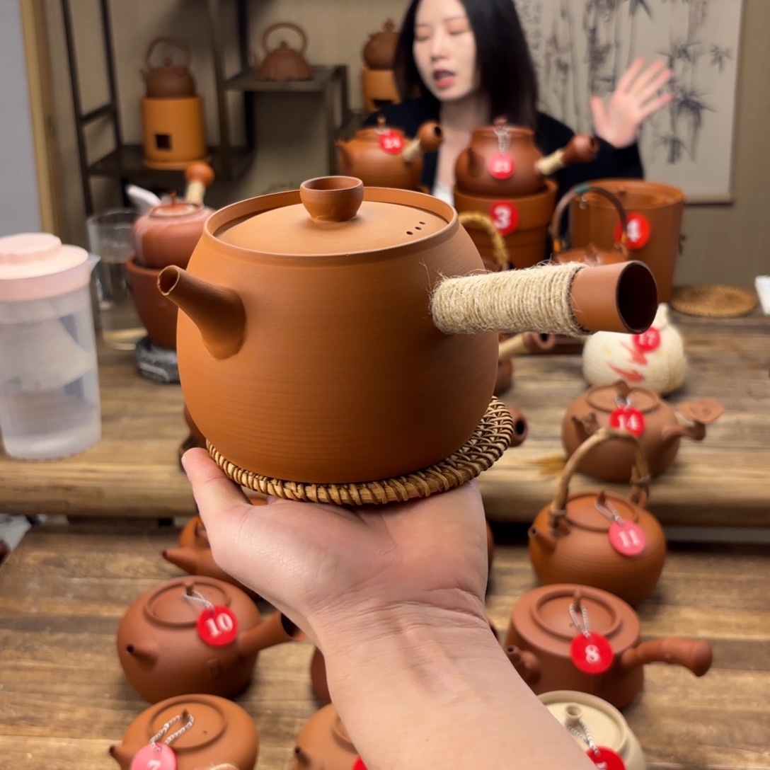 煮水煮茶甘甜 潮州砂铫壶 搭藤垫