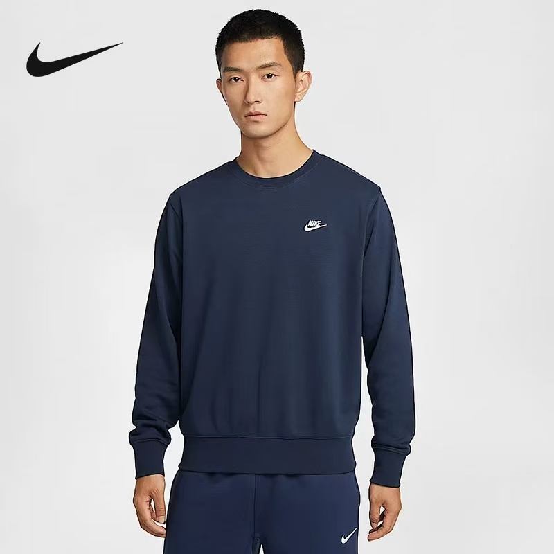 NIKE/耐克男女同款针织经典刺绣小标藏蓝套头衫圆领卫衣FN3889451