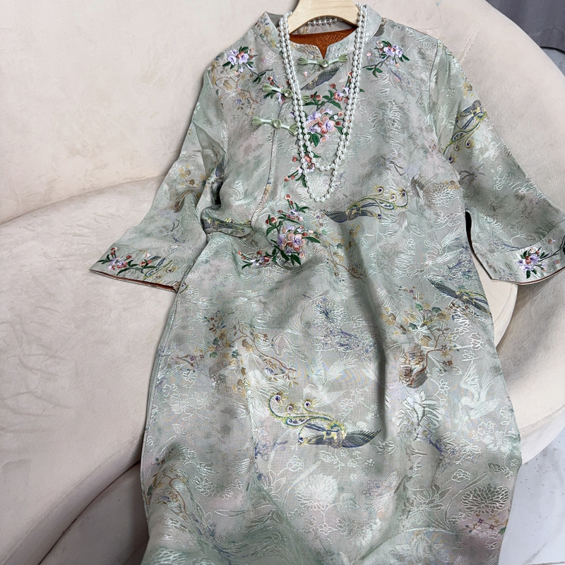 5502款新中式长款连衣裙【罗凤】