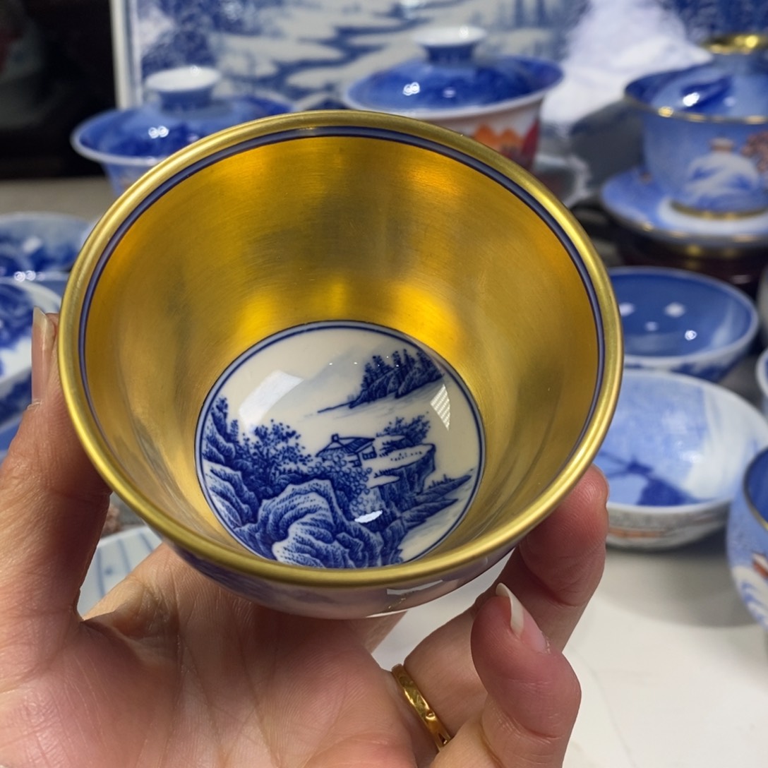 青花山水主人杯杯