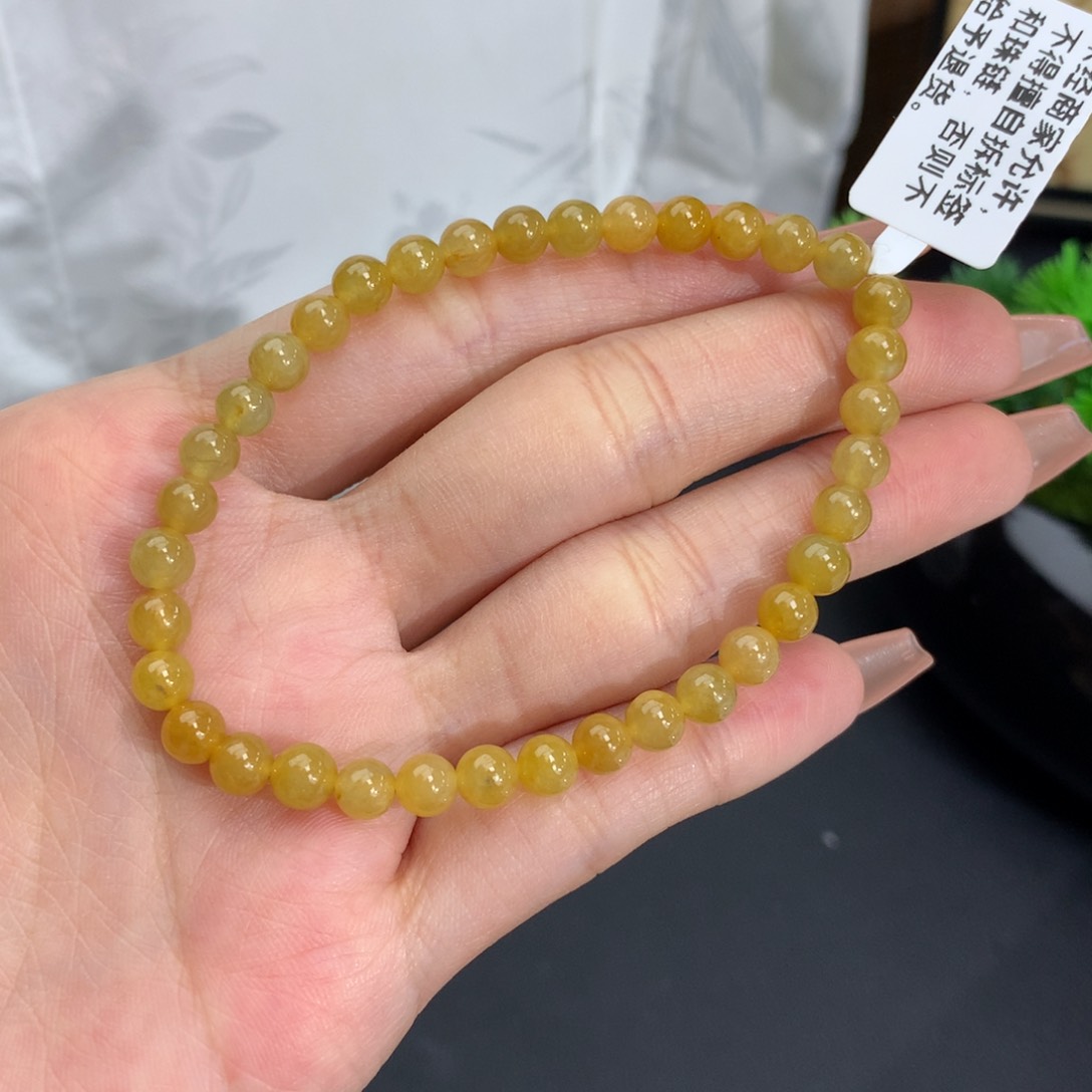 翡翠手链未镶嵌卡5.2冰黄翡手串