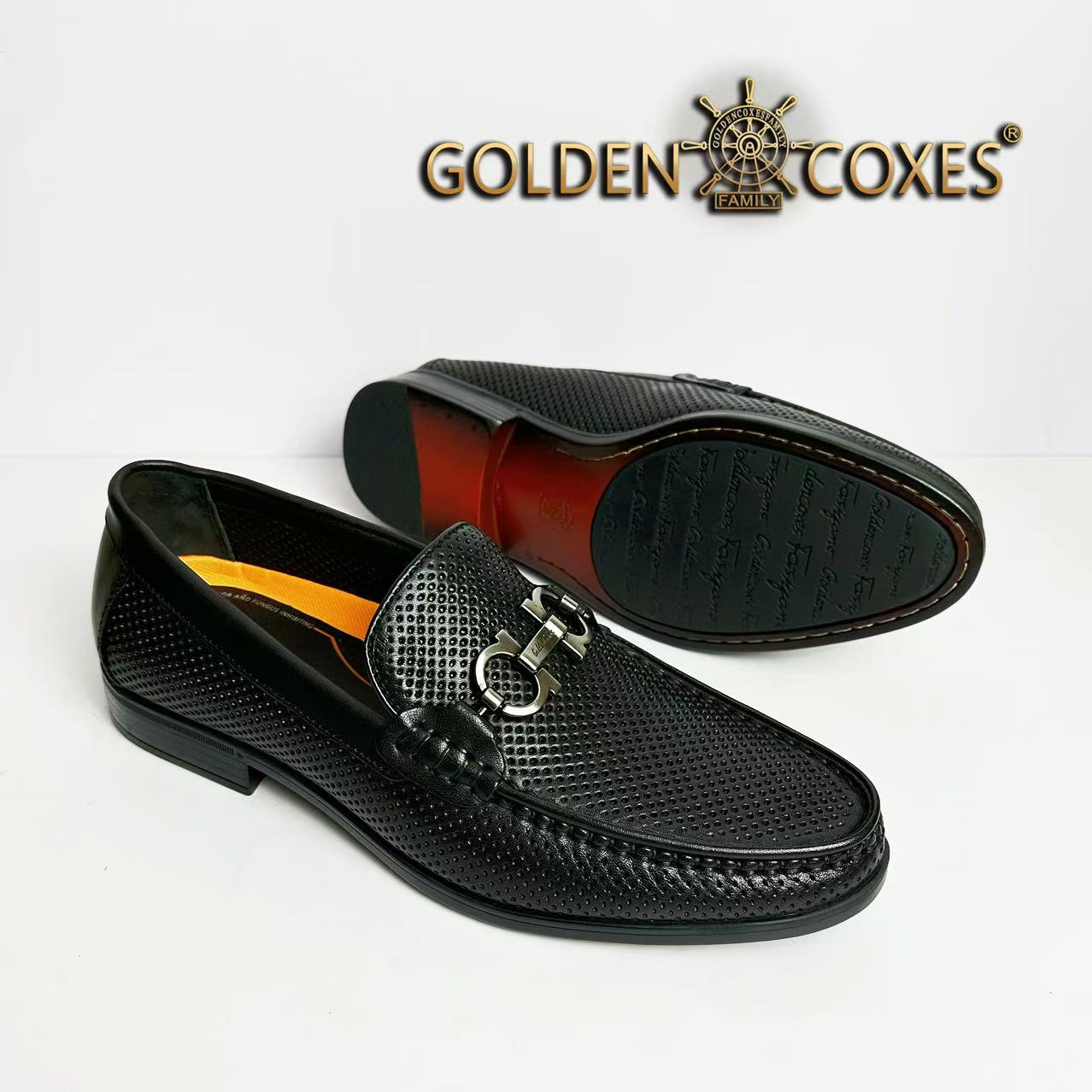 【夏季打孔】GOLDEN COXES/金舵手世家凉爽舒适男士乐福皮鞋2411