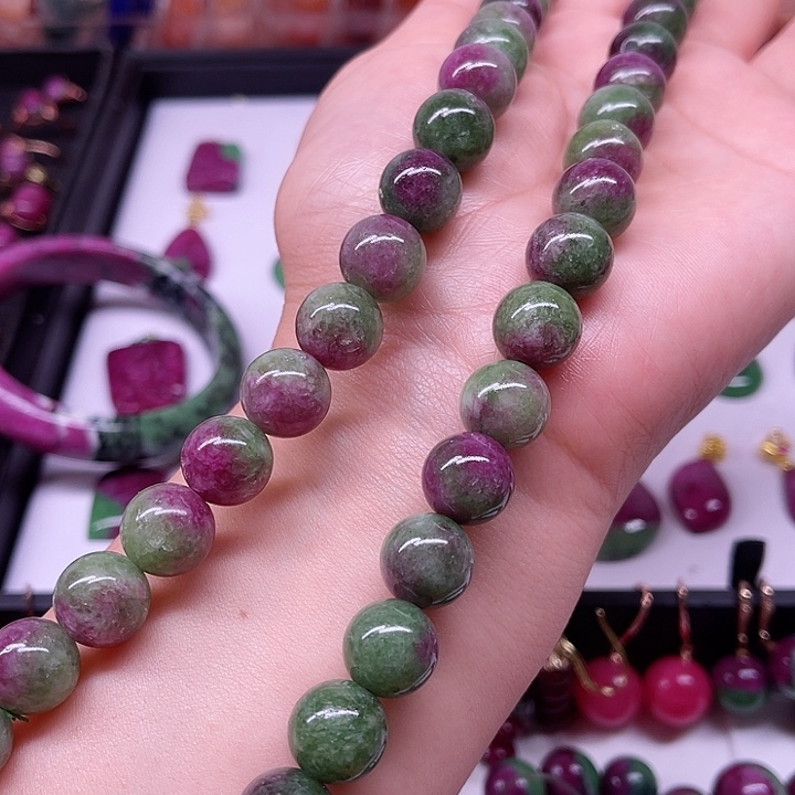 红宝石项链红绿大珠珠未镶嵌