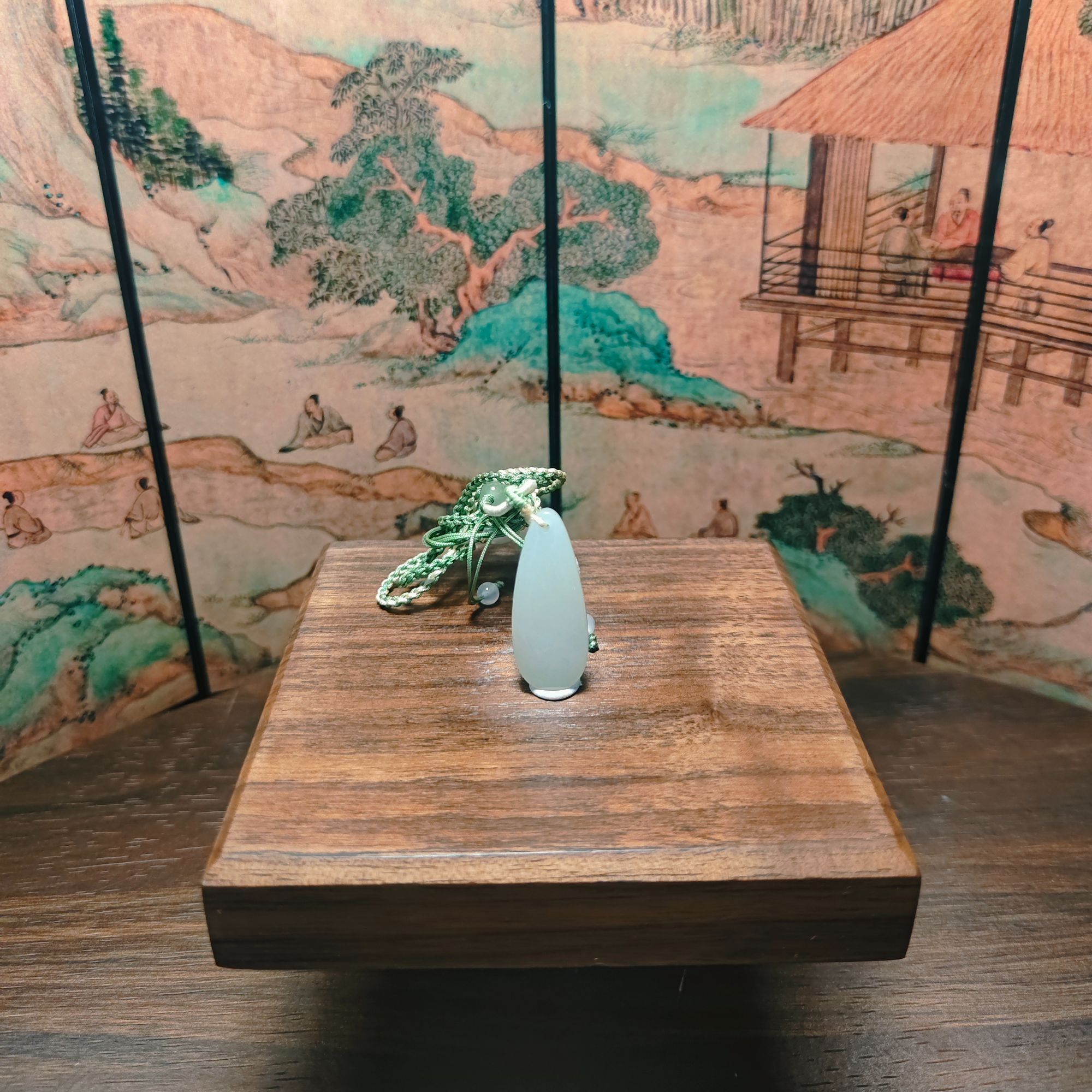 L和田玉水滴无事牌吊坠1413