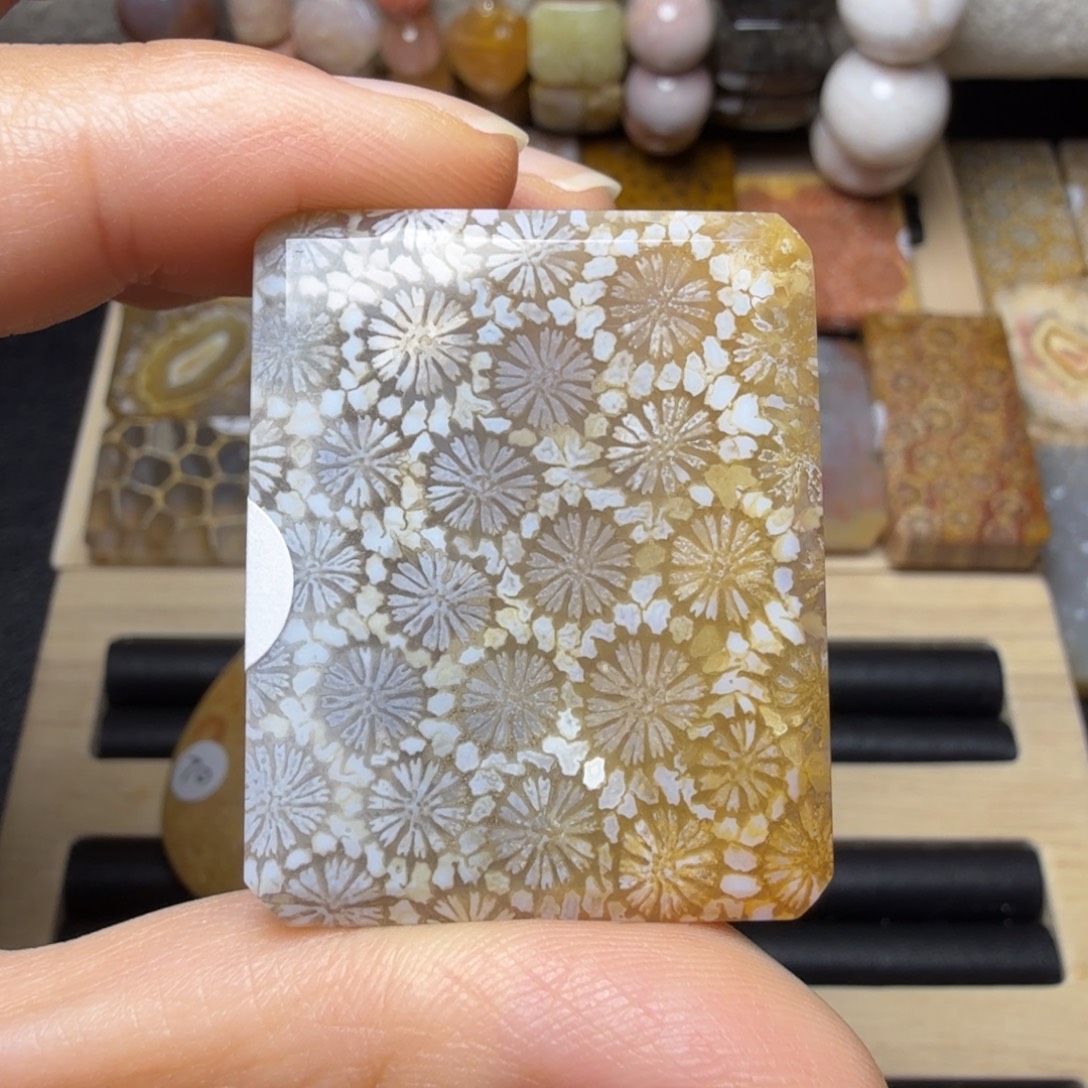 硅化玉未镶嵌清晰的玉透立体花